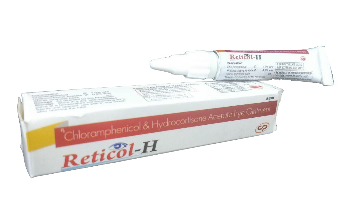 Reticol-H Eye Ointment — Chloramphenicol 1% + Hydrocortisone Acetate 0.5% Eye Ointment from Trumac Healthcare PCD Pharma Franchise India