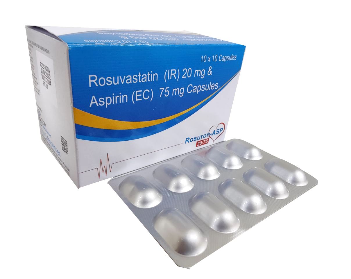 Rosuvastatin 20 mg (IR) + Aspirin 75 mg (EC) Capsules (Pellets Form) Capsule — manufactured by Trumac Healthcare