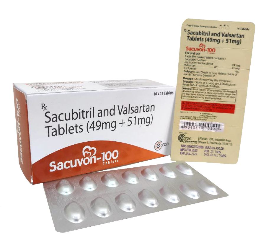 Sacubitril and Valsartan 100 mg (49 mg + 51 mg) Tablet — manufactured by Trumac Healthcare