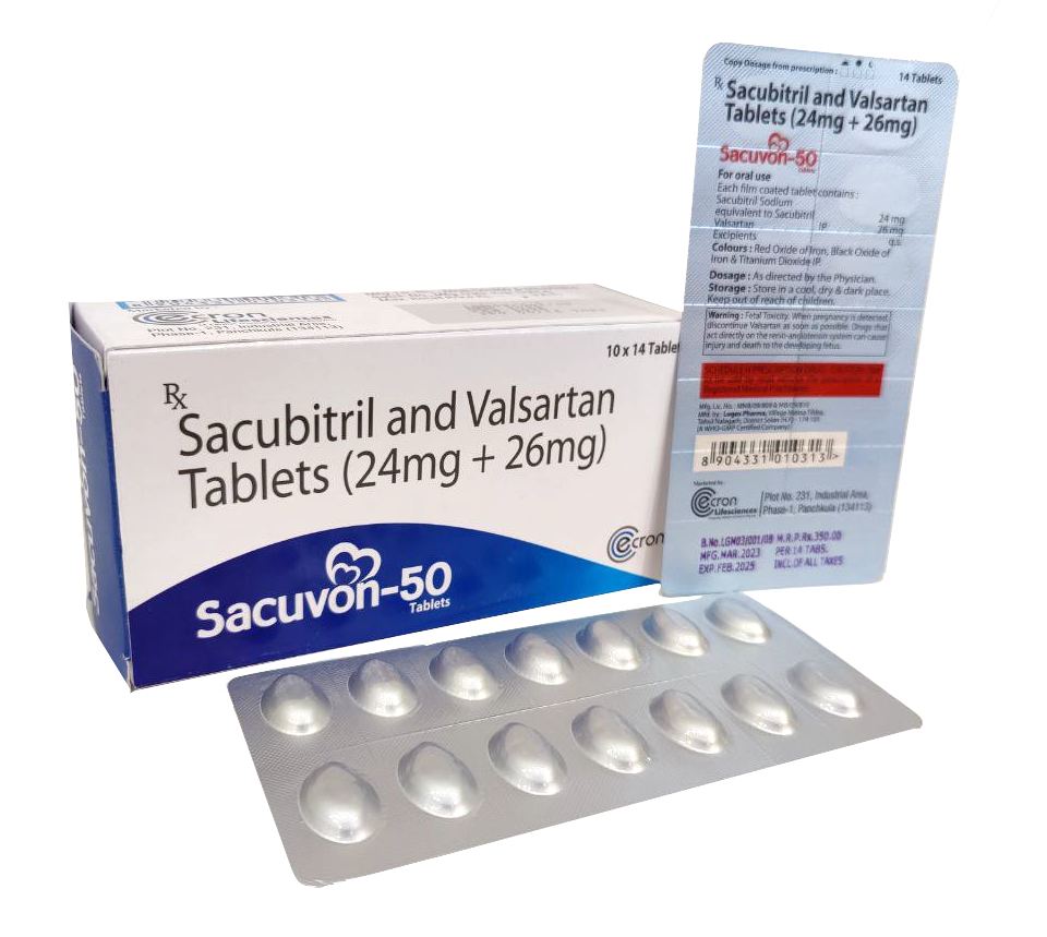 Sacubitril and Valsartan 50 mg (24 mg + 26 mg) Tablet — manufactured by Trumac Healthcare