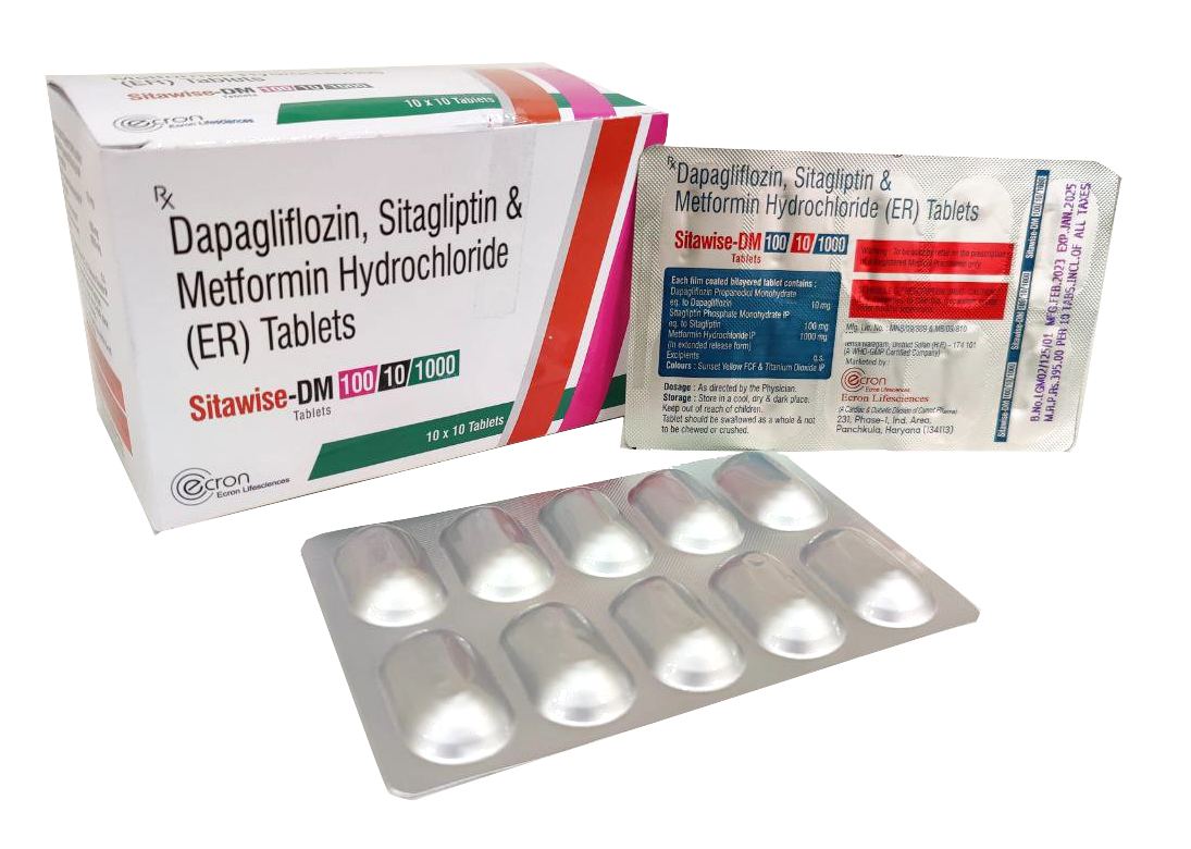 Sitagliptin 100 mg + Dapagliflozin 10 mg + Metformin 1000 mg Extended Release Tablets Tablet — manufactured by Trumac Healthcare