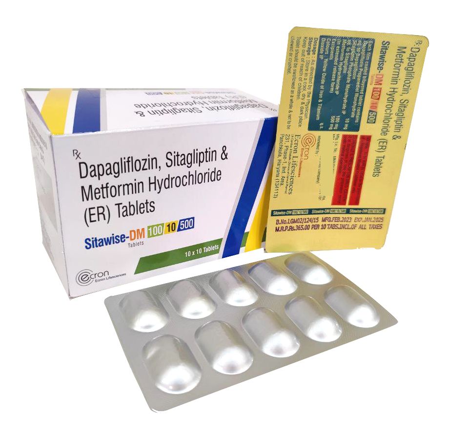 Sitagliptin 100 mg + Dapagliflozin 10 mg + Metformin 500 mg Extended Release Tablets Tablet — manufactured by Trumac Healthcare