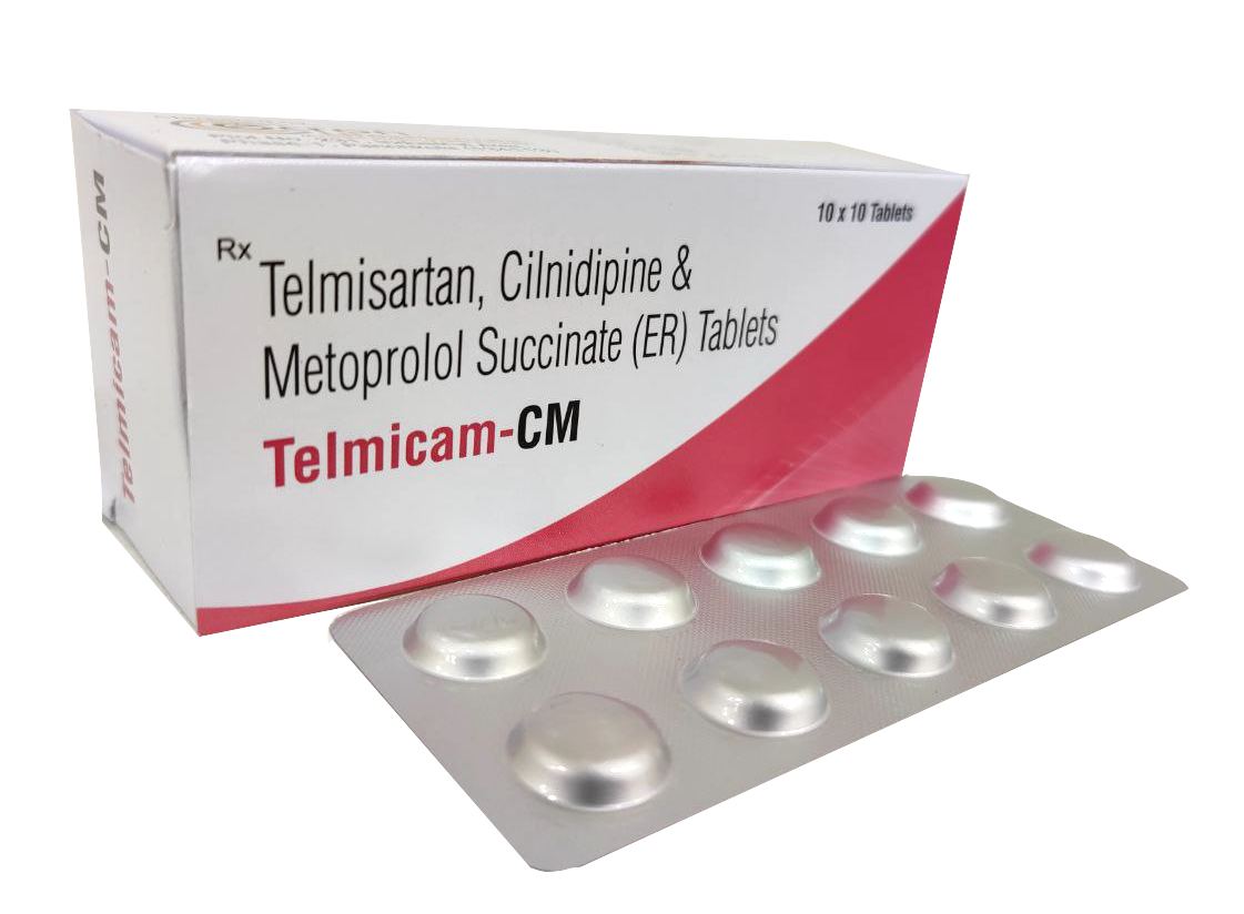 Telmicam-CM Tablet — Telmisartan 40 mg + Cilnidipine 10 mg + Metoprolol 50 mg (SR) from Trumac Healthcare PCD Pharma Franchise India